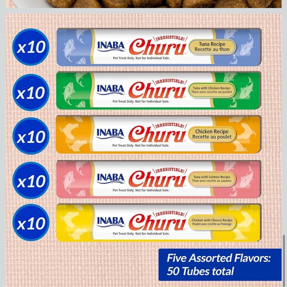 Ina Churu Cat Treat Tubes - Yellow, Blue, Pink, Green, Gold - Picture 6 of 6